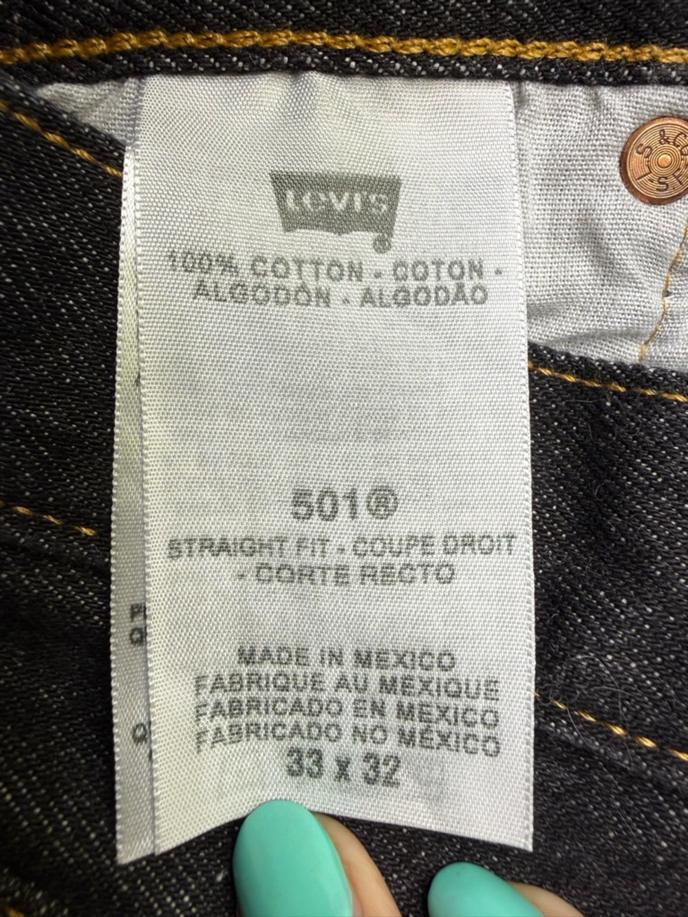 Levi’s 501 XX Dark Wash Jeans 33x32 Button Fly Classic Straight - Picture 11 of 15